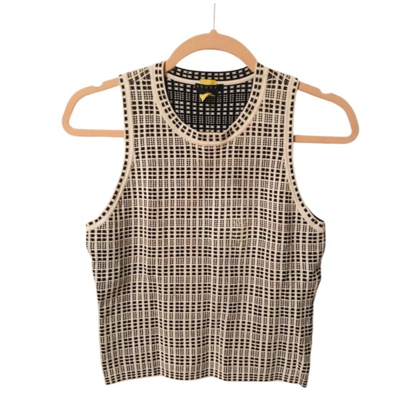 Black and white plaid THEORY knit tank top - Picture 9 of 9
